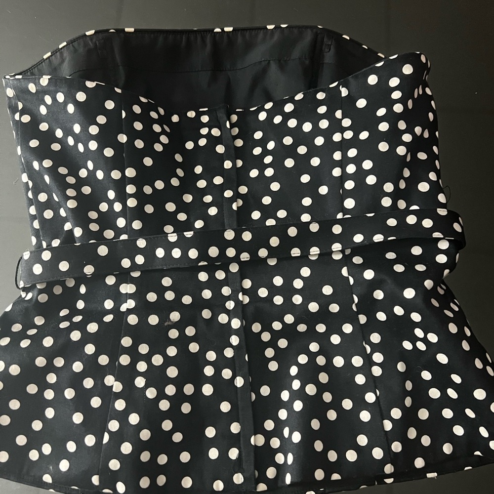 White House Black Market Black and White Polka Dot Top